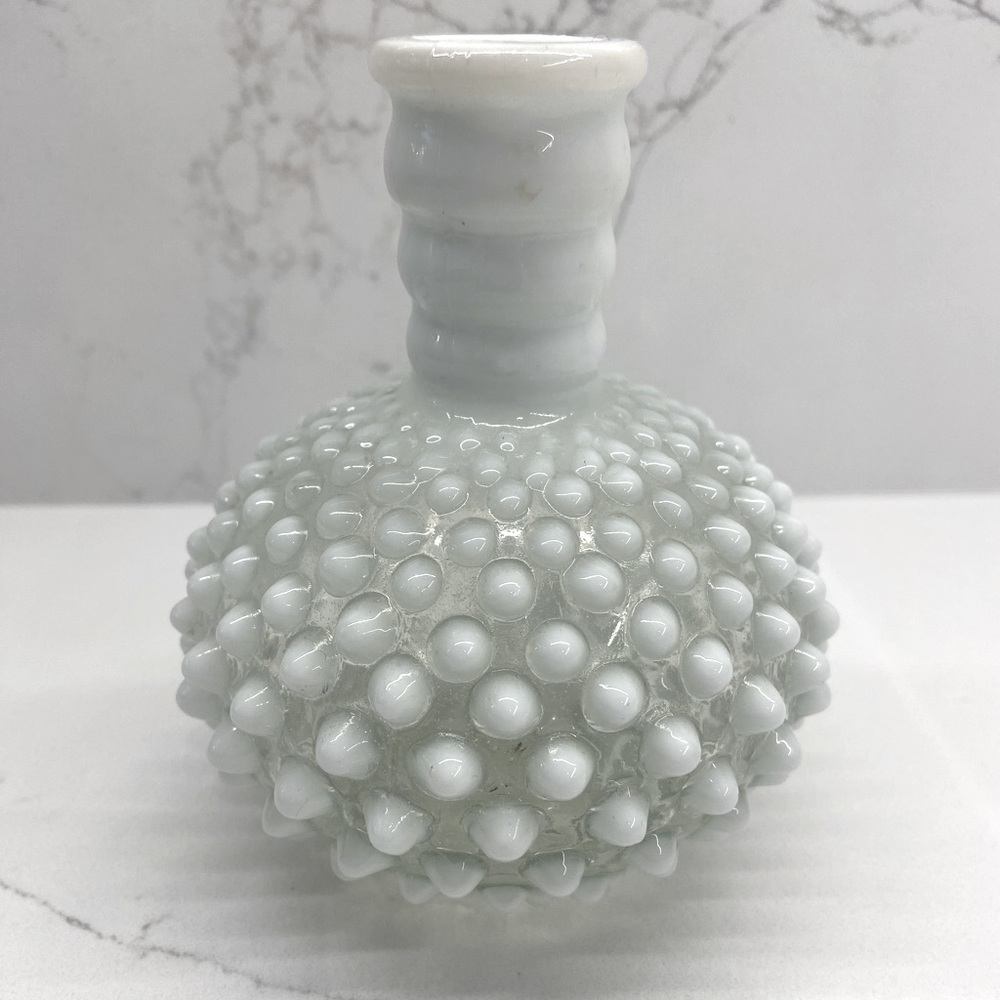 Vintage Fenton hobnail translucent milk glass bud vase mcm grammacore